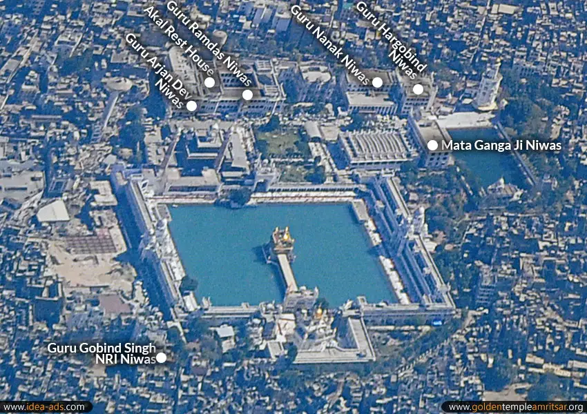 A map of locations of amritsar golden temple dorms